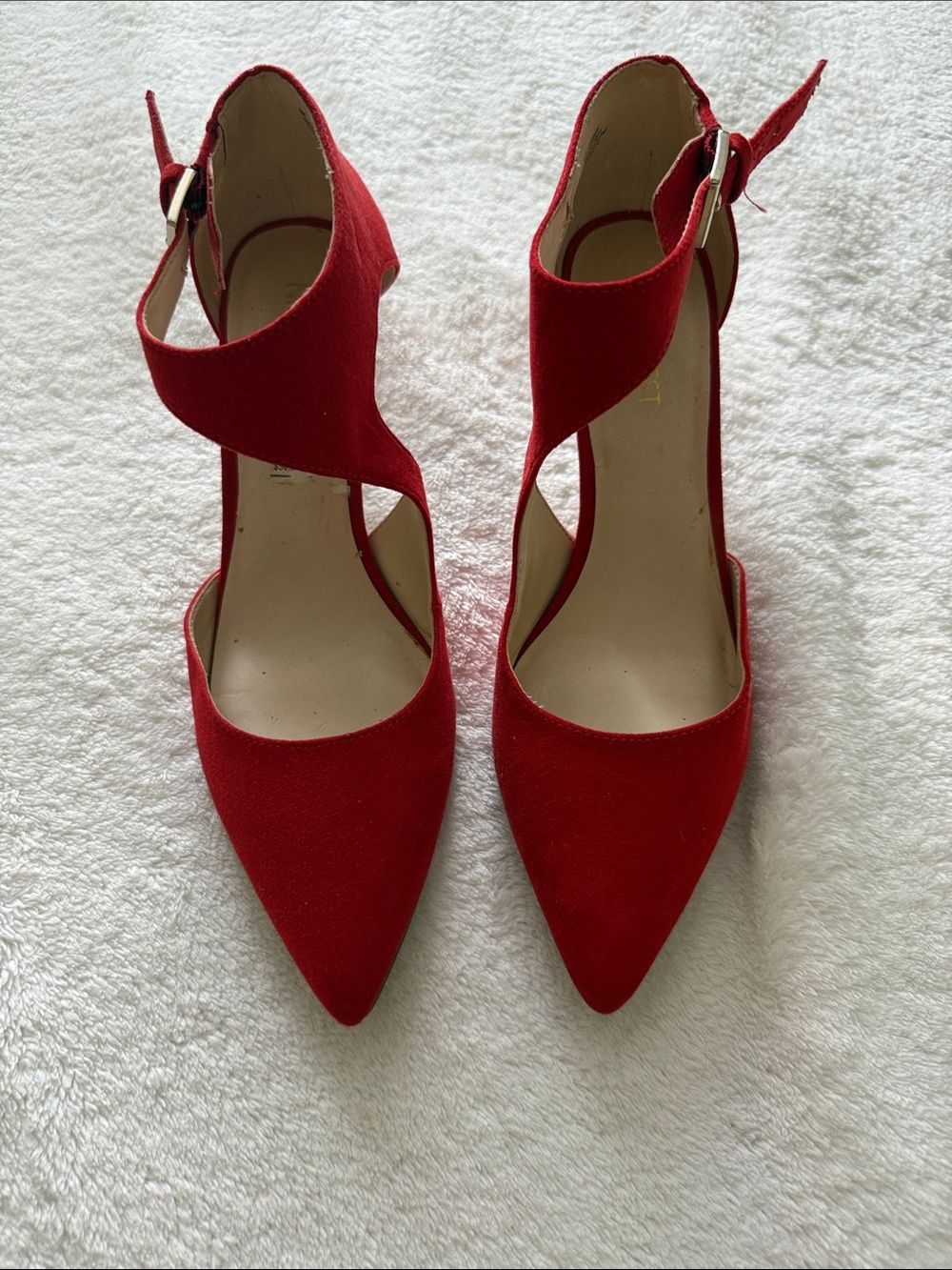 Nine West Red Pointed Toe Wrap Ankle Strap Heels